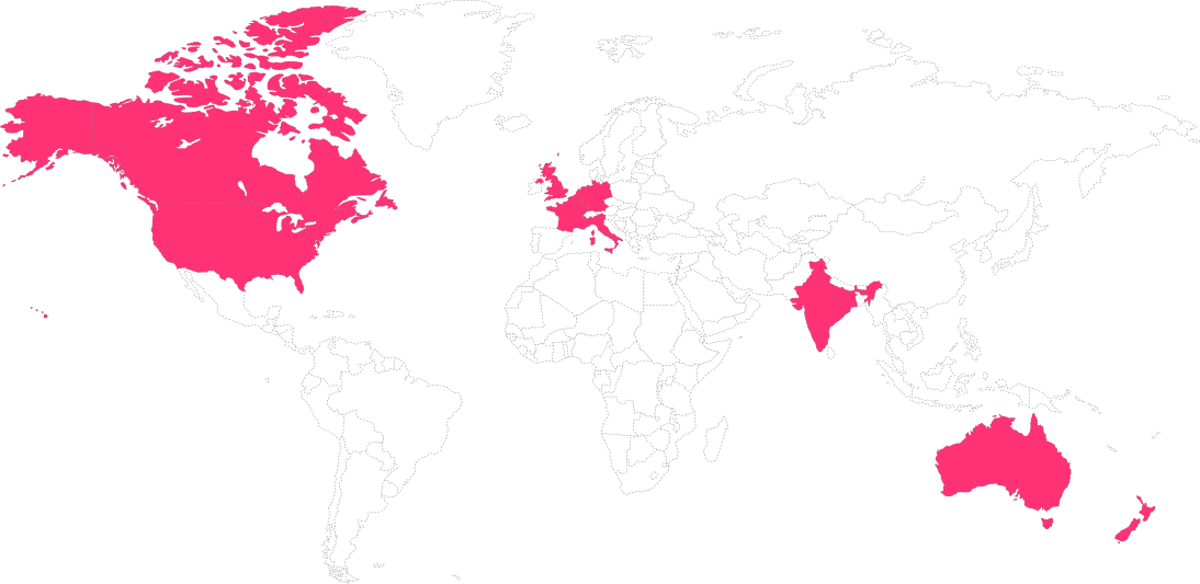 Countries highlighted in pink color